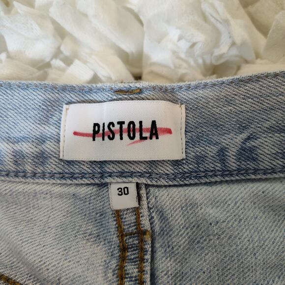 PISTOLA HIGH RISE JEANS BAGGY CROPPED WOMEN'S SIZE 30 RIPPED FRAYED  LIGHTWASH - Picture 11 of 17